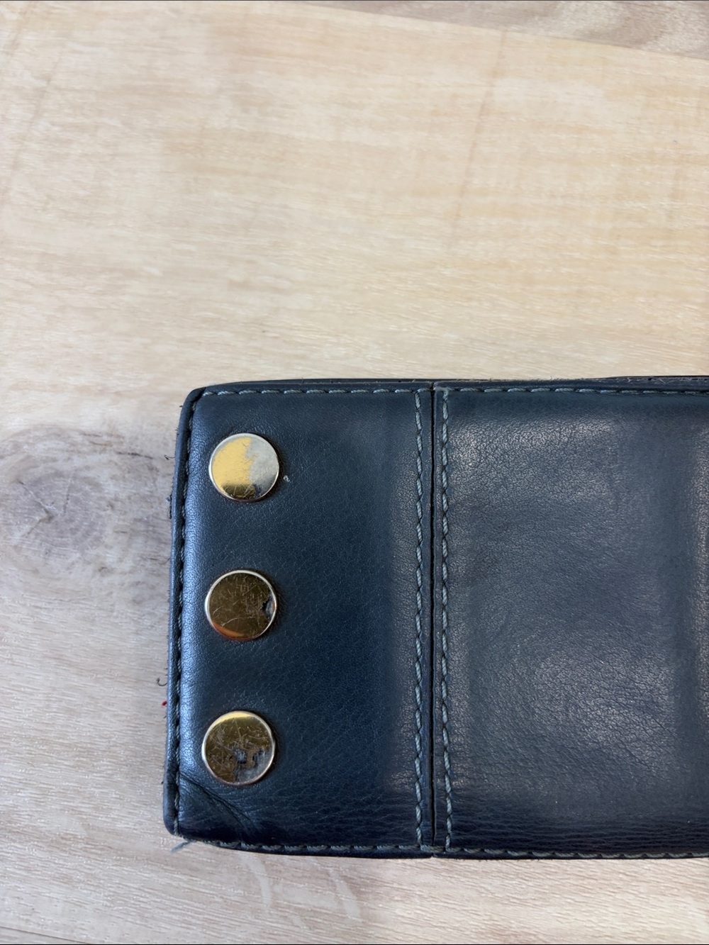 Hammitt Gray Leather 110 North Zip Wallet with Gold Studs - Picture 7 of 14